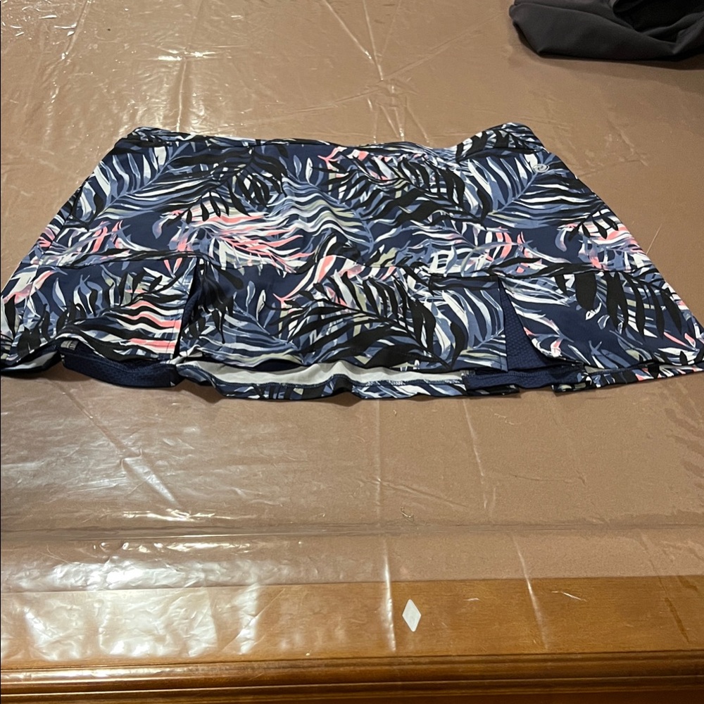 Navy Tropical Print Mini Skirt - Picture 1 of 1